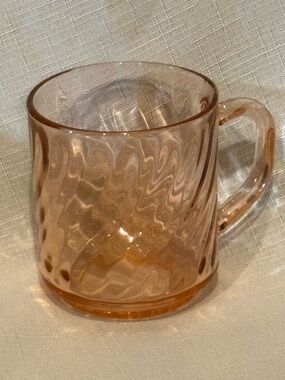 Vintage Rosaline Pink Swirl and also two Mug by Arcoroc France